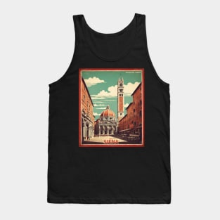 Piazza del Campo and Duomo Siena  Italy Vintage Tourism Travel Poster Tank Top